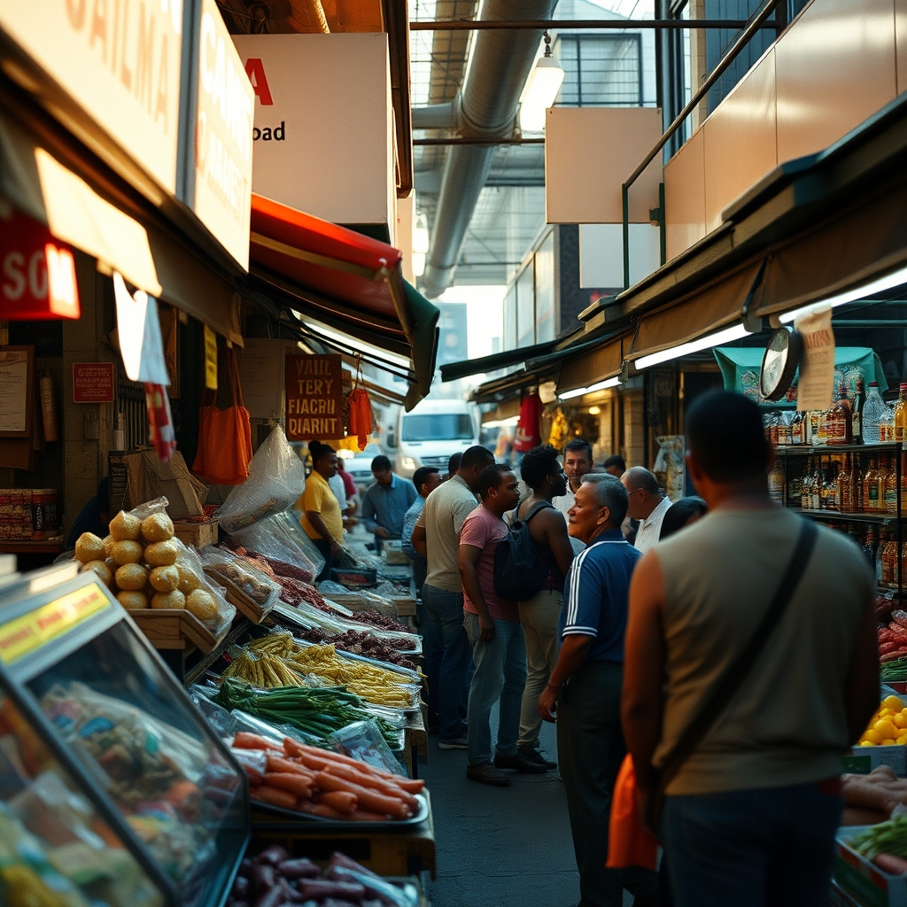 Caribbean market in the Bronx with colorful produce and spices